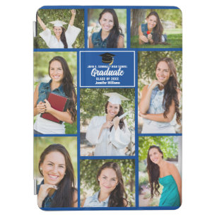 Blue Graduate Photo Collage Cute 2024 Graduation iPad Air Cover