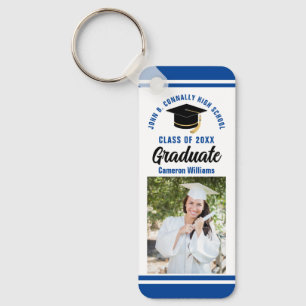 Blue Graduate Photo Personalised 2024 Graduation Key Ring