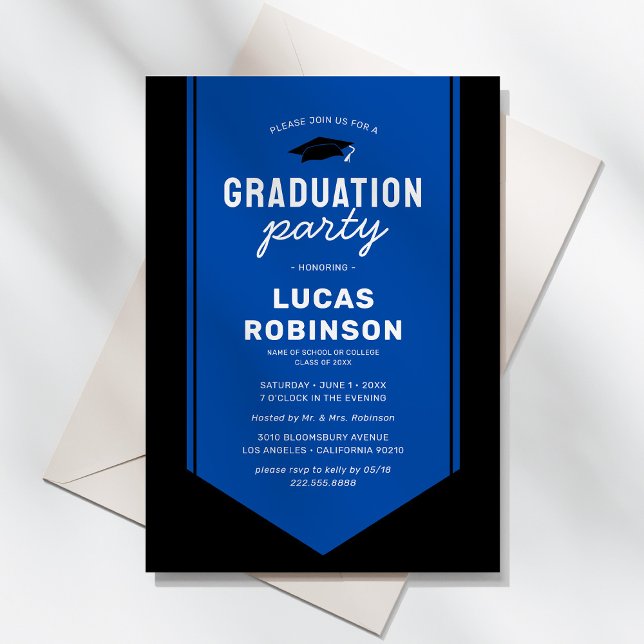 Blue Graduate Stole Sash Graduation Party Invitation (Creator Uploaded)