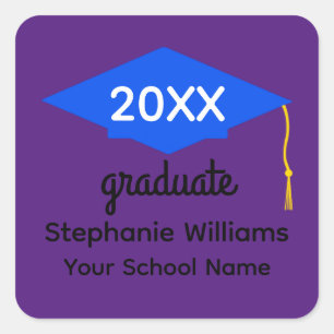 Blue Graduation Cap #1-3 Stickers