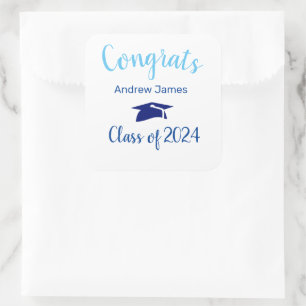 blue graduation cap 2022 -  Congrats   Square Sticker