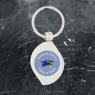blue graduation cap - class of 2027  -your name key ring