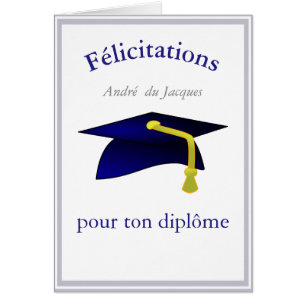 blue graduation cap - Congratulations in French