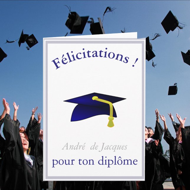 blue graduation cap - French Congratulations Card (Creator Uploaded)