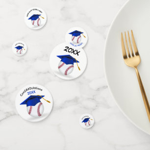 Blue Graduation Cap On a Baseball Confetti