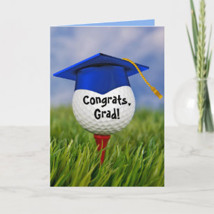 Blue Graduation Cap On Golf Ball Card