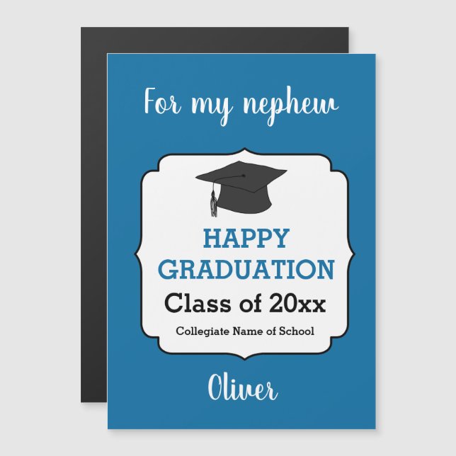 Blue Graduation Class of 2025 Magnet Card (Front/Back)