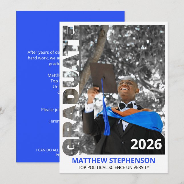 Blue Graduation Class of 2026 Announcement (Front/Back)