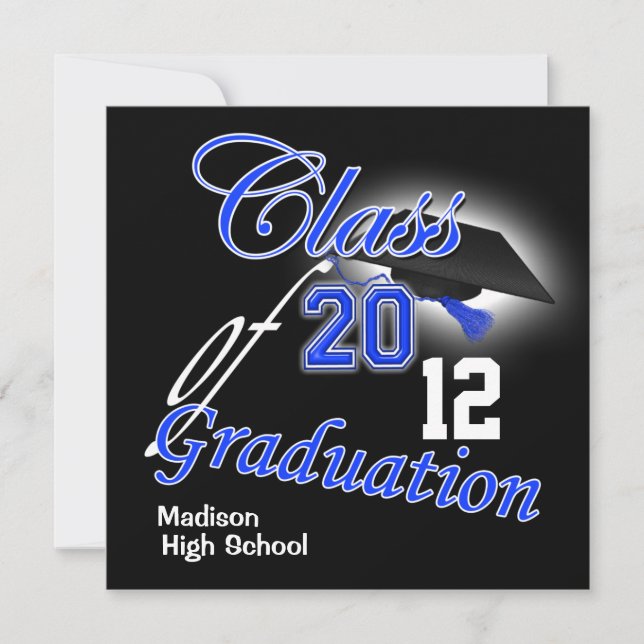 Blue graduation "class of" template PERSONALIZE (Front)