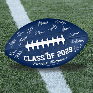 Blue Graduation Class Year Signature Football