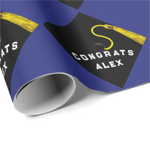 Blue Graduation Gift Wrapping Paper