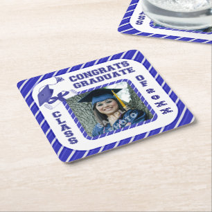 Blue Graduation Graduate School Party Coasters