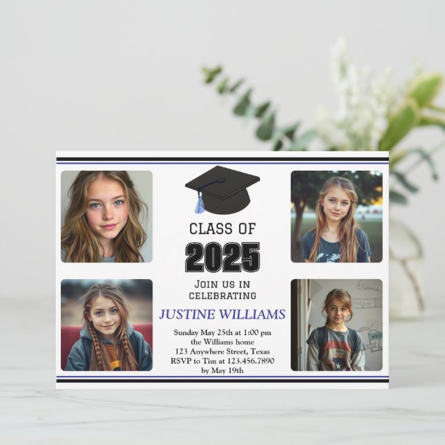 Blue Graduation Invitation (Standing Front)