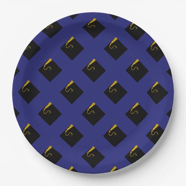 Blue Graduation Party Paper Plates (Front)