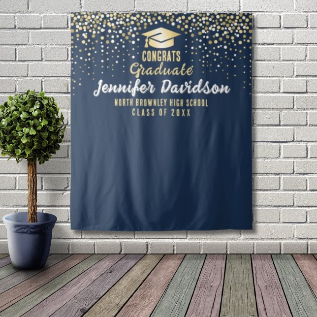 Blue Graduation Party Photobooth backdrop Tapestry (Elegant blue graduation party photobooth backdrop
)