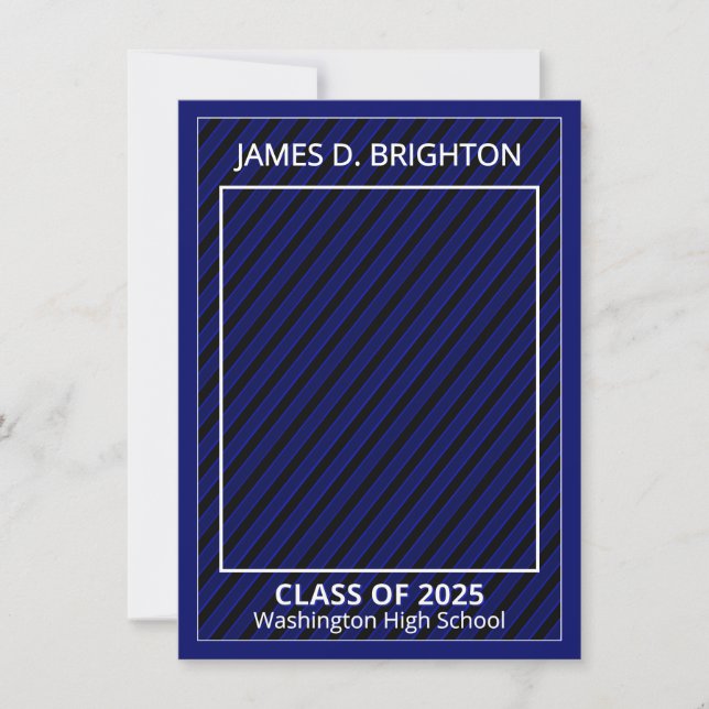 Blue Graduation Photo Announcement (Front)