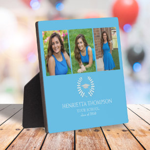 Blue Graduation Photo Collage Custom Plaque