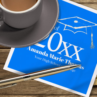 Blue Graduation Script Name Class Year Design Napkin