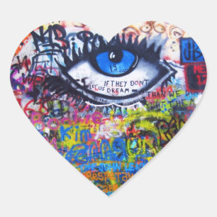 Blue graffiti evil eye heart sticker
