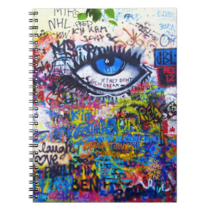 Blue graffiti evil eye notebook