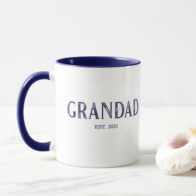Blue Grandad Year Established Mug (With Donut)
