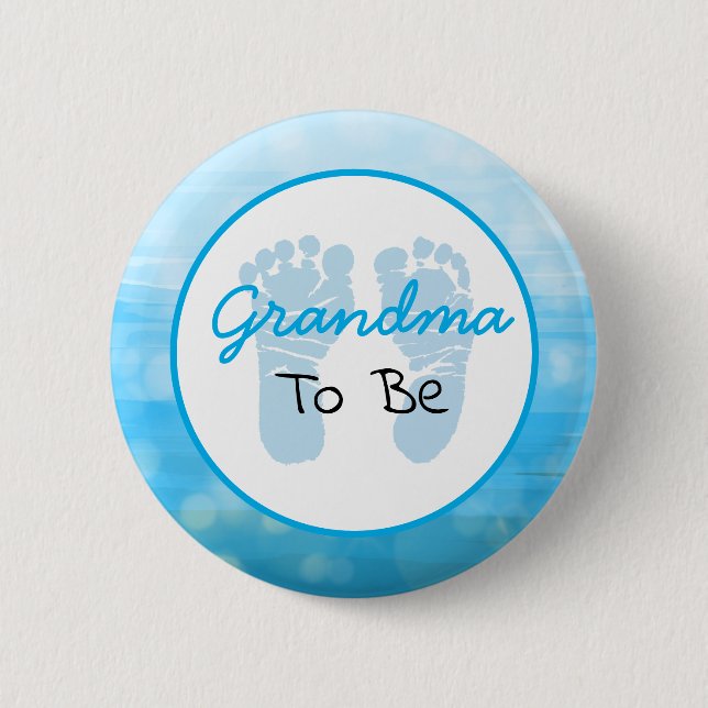 Blue Grandma to Be Baby Shower 6 Cm Round Badge (Front)