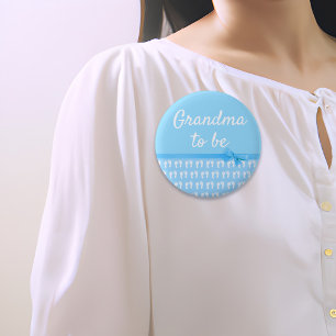 Blue Grandma to be Footprints  Baby Shower Button