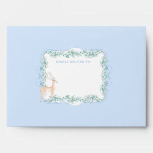 Blue Grandmillennial Christmas Reindeer Crest Envelope