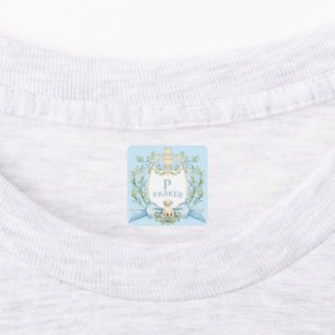 Blue Grandmillennial Puppy Monogram Ribbon Crest 