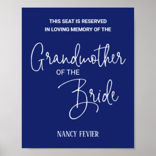 Blue Grandmother of Bride Memorial Chair Wedding Poster