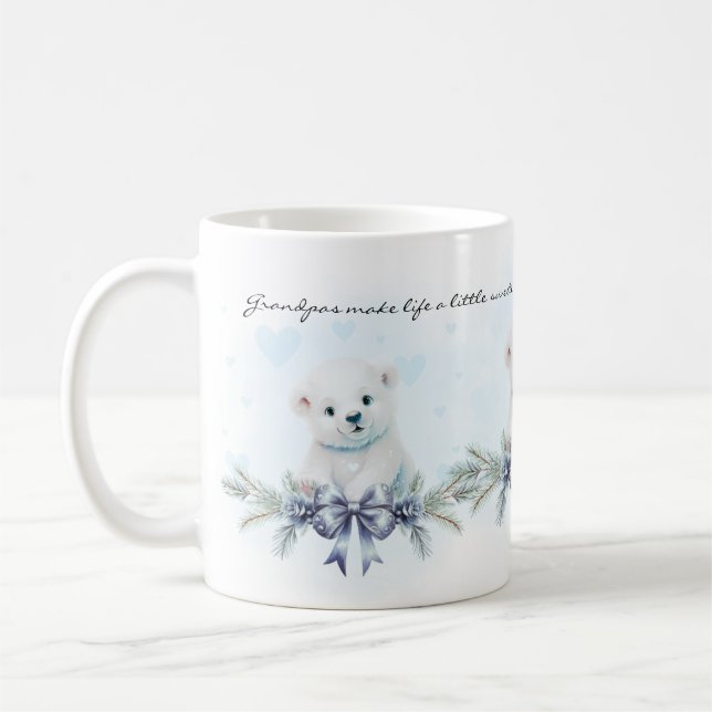 Blue Grandpas Make Life Sweeter Pregnancy Reveal Coffee Mug (Left)