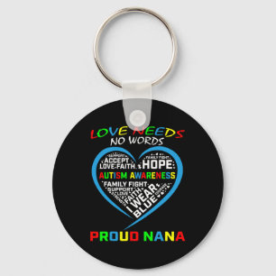 Blue Grandson Granddaughter Autism Awareness Nana Key Ring