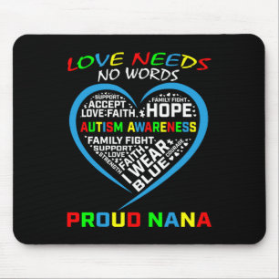 Blue Grandson Granddaughter Autism Awareness Nana Mouse Pad