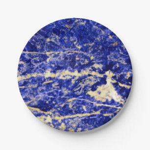 Blue Granite, blue marble, blue stone Paper Plate