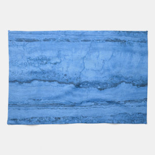 Blue Granite pattern blue marble blue rock stone Tea Towel