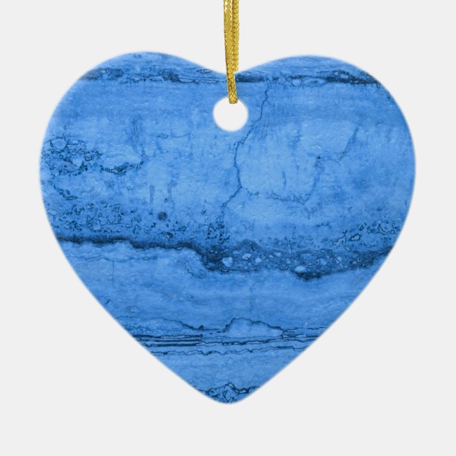 Blue Granite pattern, blue marble, blue stone Ceramic Tree Decoration (Front)