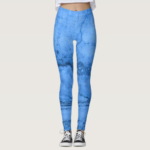 Blue Granite pattern, blue marble, blue stone Leggings