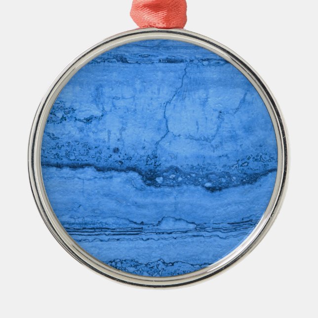 Blue Granite pattern, blue marble, blue stone Metal Tree Decoration (Front)