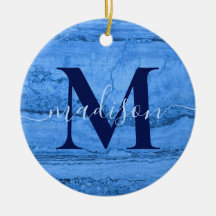 Blue Granite pattern, blue marble stone monogram