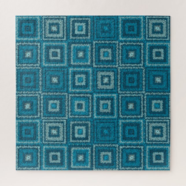 Blue Granny Square Pattern Jigsaw Puzzle (Vertical)