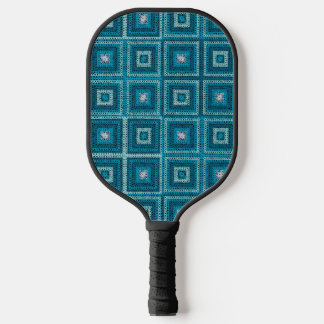 Blue Granny Square Pattern Pickleball Paddle