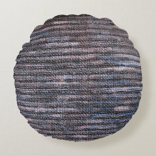 Blue grape faux weave burlap round cushion (Front)