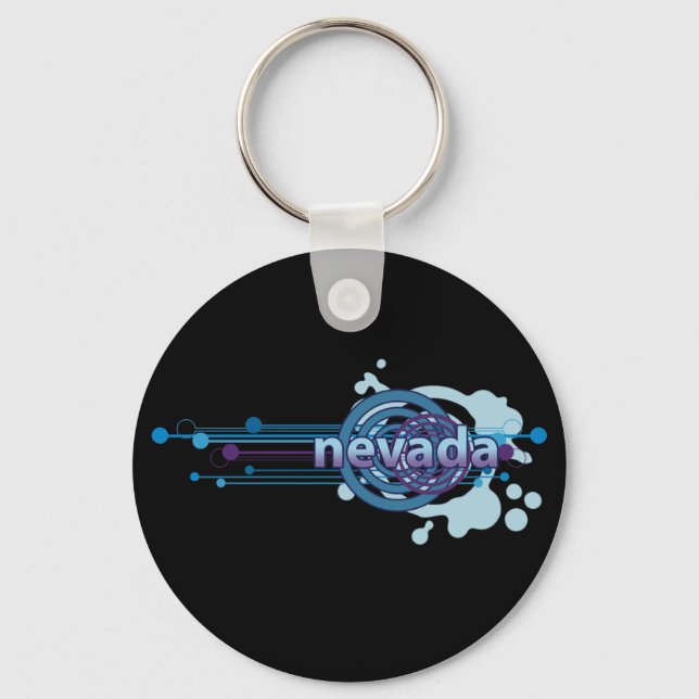 Blue Graphic Circle Nevada Keychain Dark (Front)