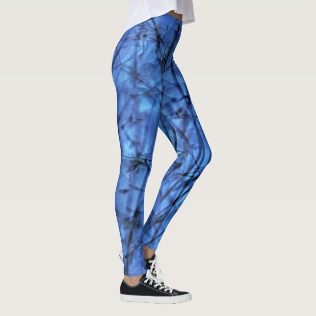 Blue Grass on Blue Abstract Leggings (Right)