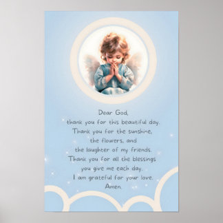 Blue Grateful Child Prayer Poster