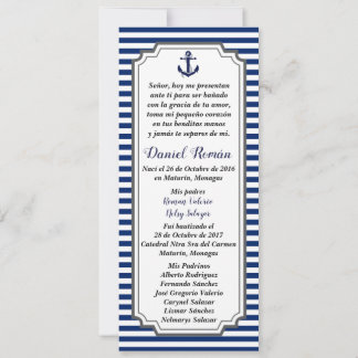 Blue Gray Anchor Nautical Christening Card