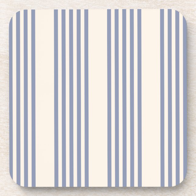 Blue-gray and beige five stripe pattern coaster (Front)