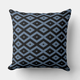 Blue gray and black diamond pattern cushion