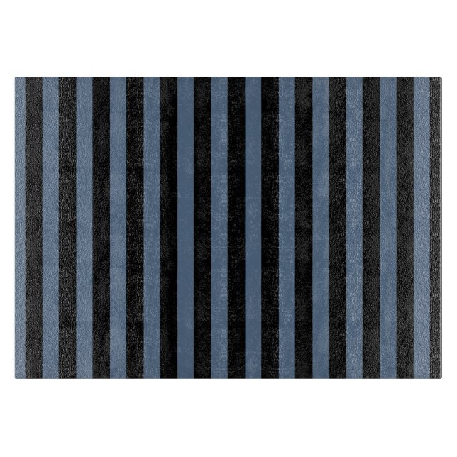 Blue gray and black stripes cutting board (Front)