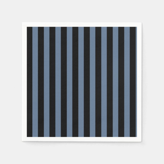 Blue gray and black stripes napkin (Front)